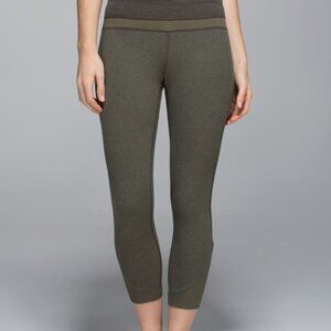 Lululemon Refine Crop Wee Stripe Heathered Fatigue Green Heathered Sz 6 Leggings